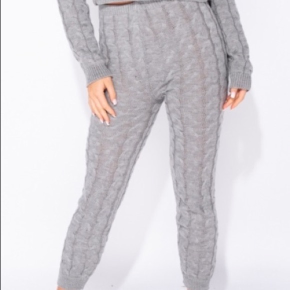 Grey Cable Knit Loungewear Set - Picture 3 of 3
